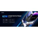 Cargador Ugreen De Auto Usbc Pd Usb 63w Negro